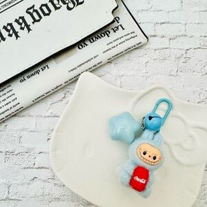 Kawaii Plush Keychain with Blue Star